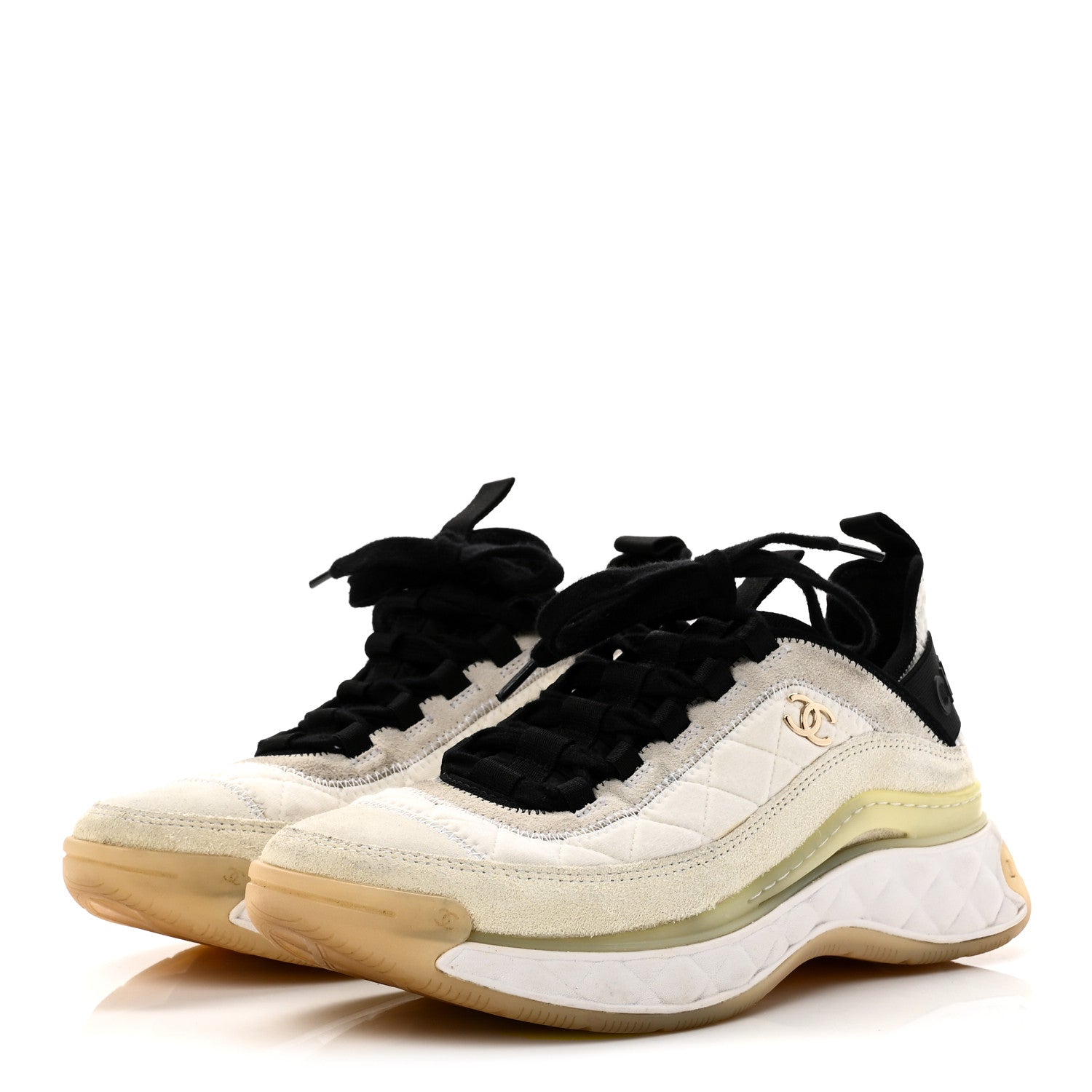 FABRIC SUEDE CALFSKIN CC SNEAKERS IVORY BLACK