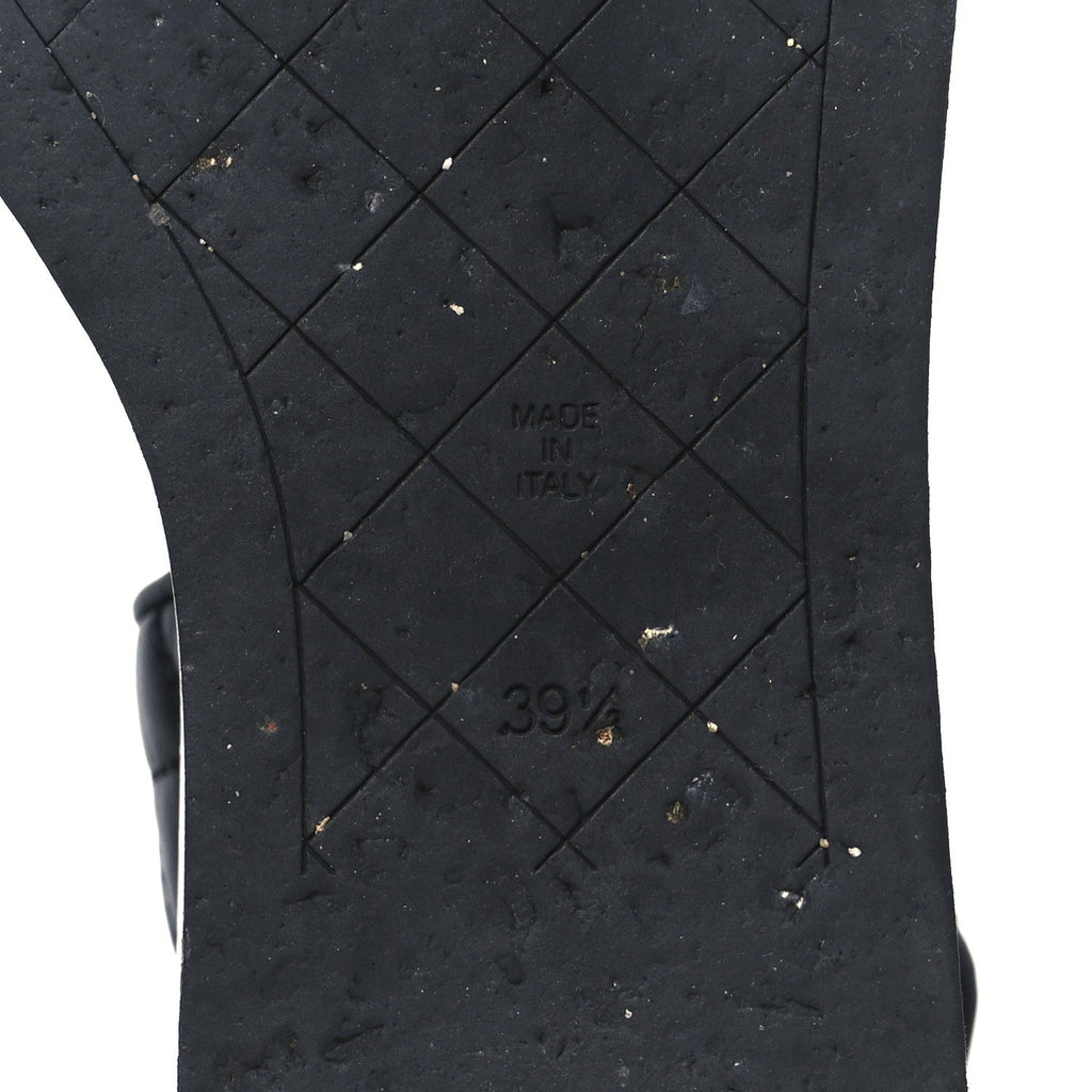 LAMBSKIN QUILTED CC PLATFORM SANDALS BLACK