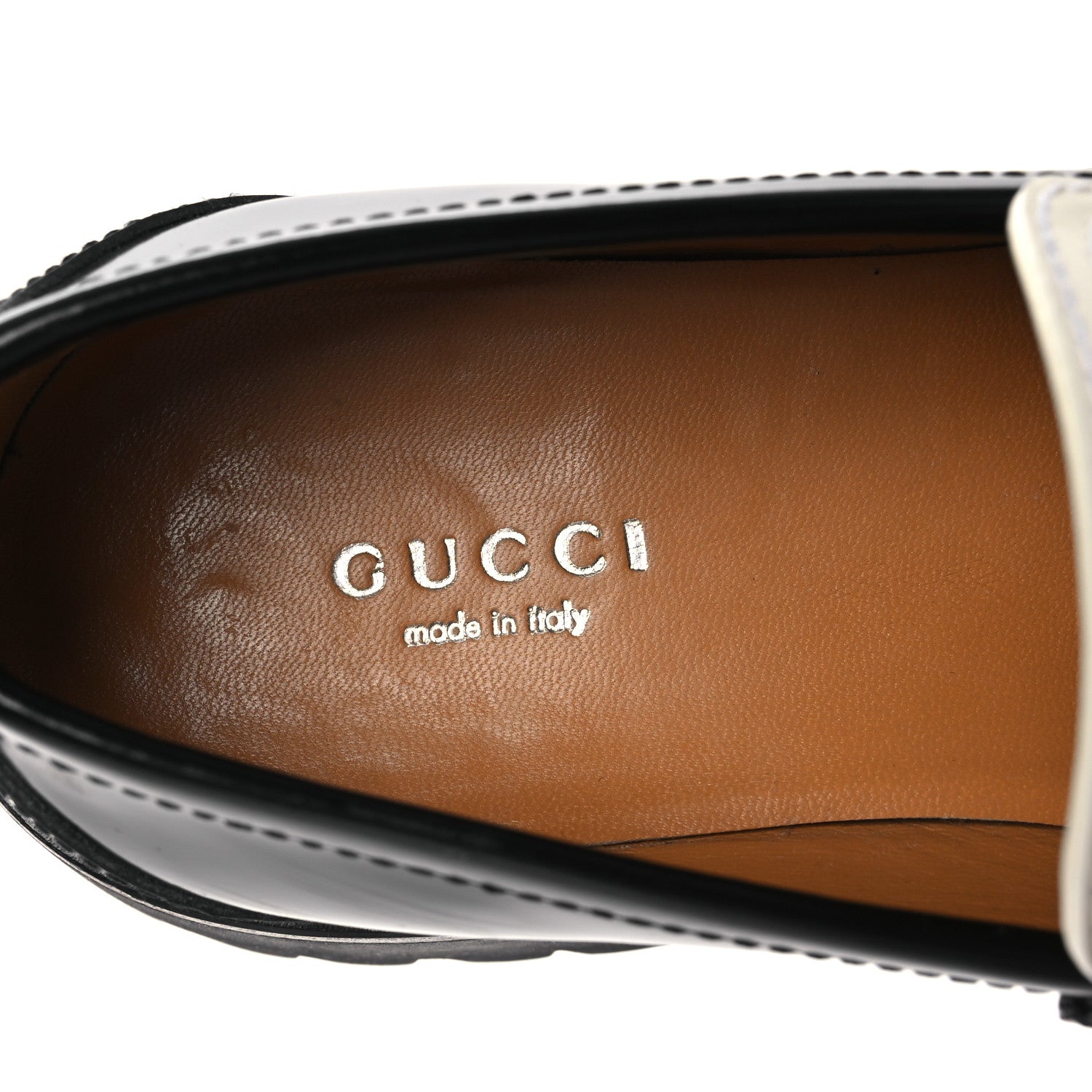 CORDOVAN LUX WOMENS INTERLOCKING G PLATFORM LUG SOLE LOAFERS BLACK OFF WHITE