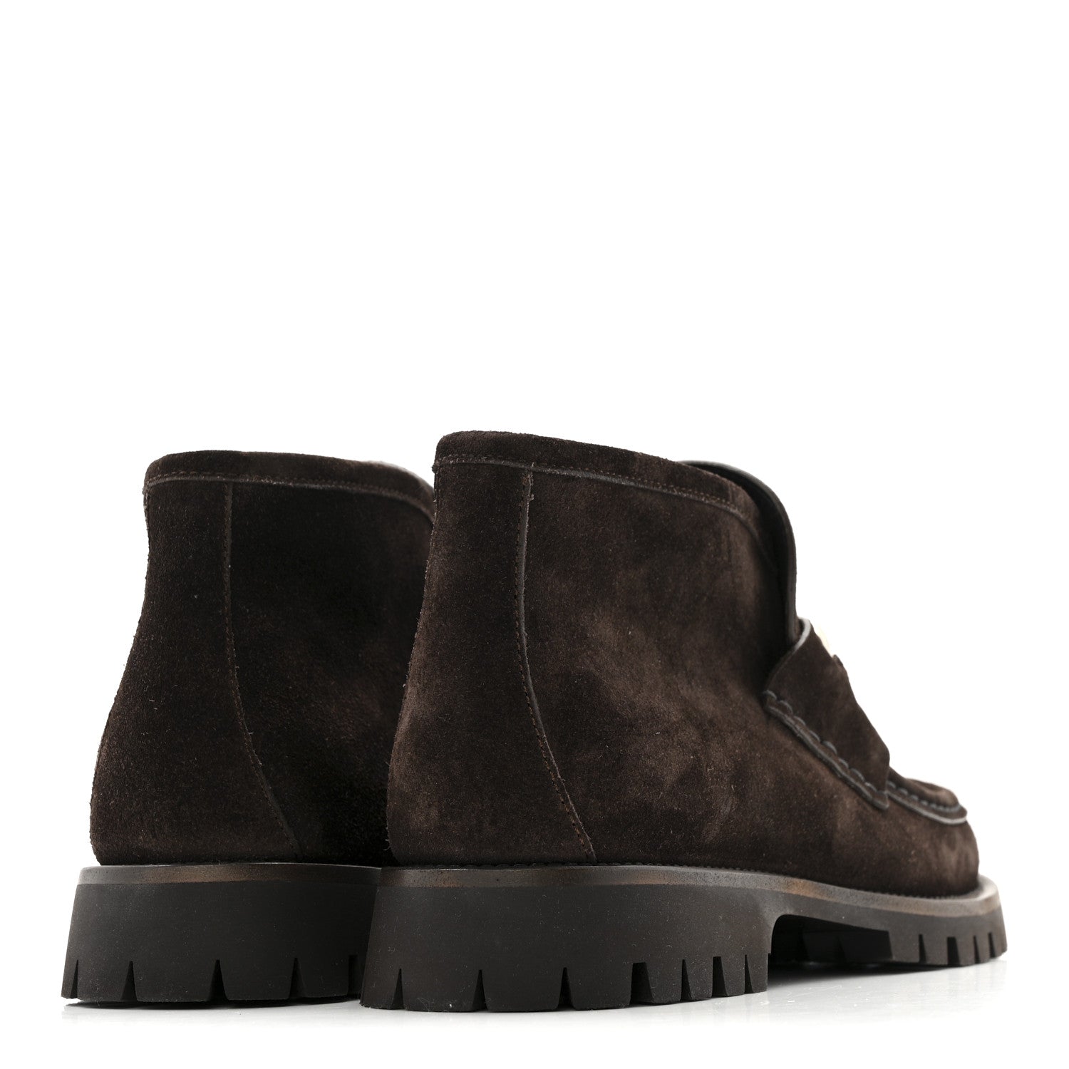 SUEDE HORSEBIT ANKLE BOOTS DARK BROWN