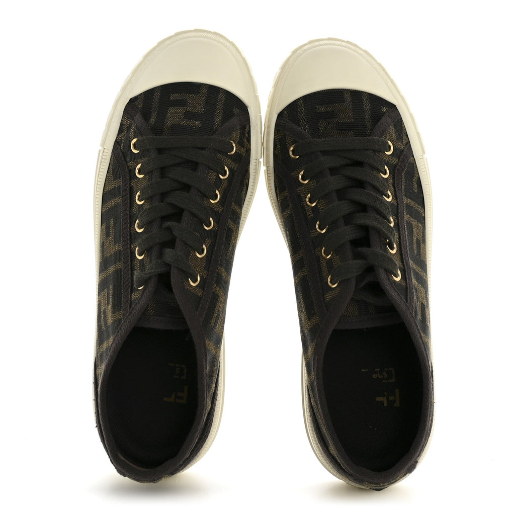 FABRIC JACQUARD FF WOMENS DOMINO LOW TOP SNEAKERS TOBACCO