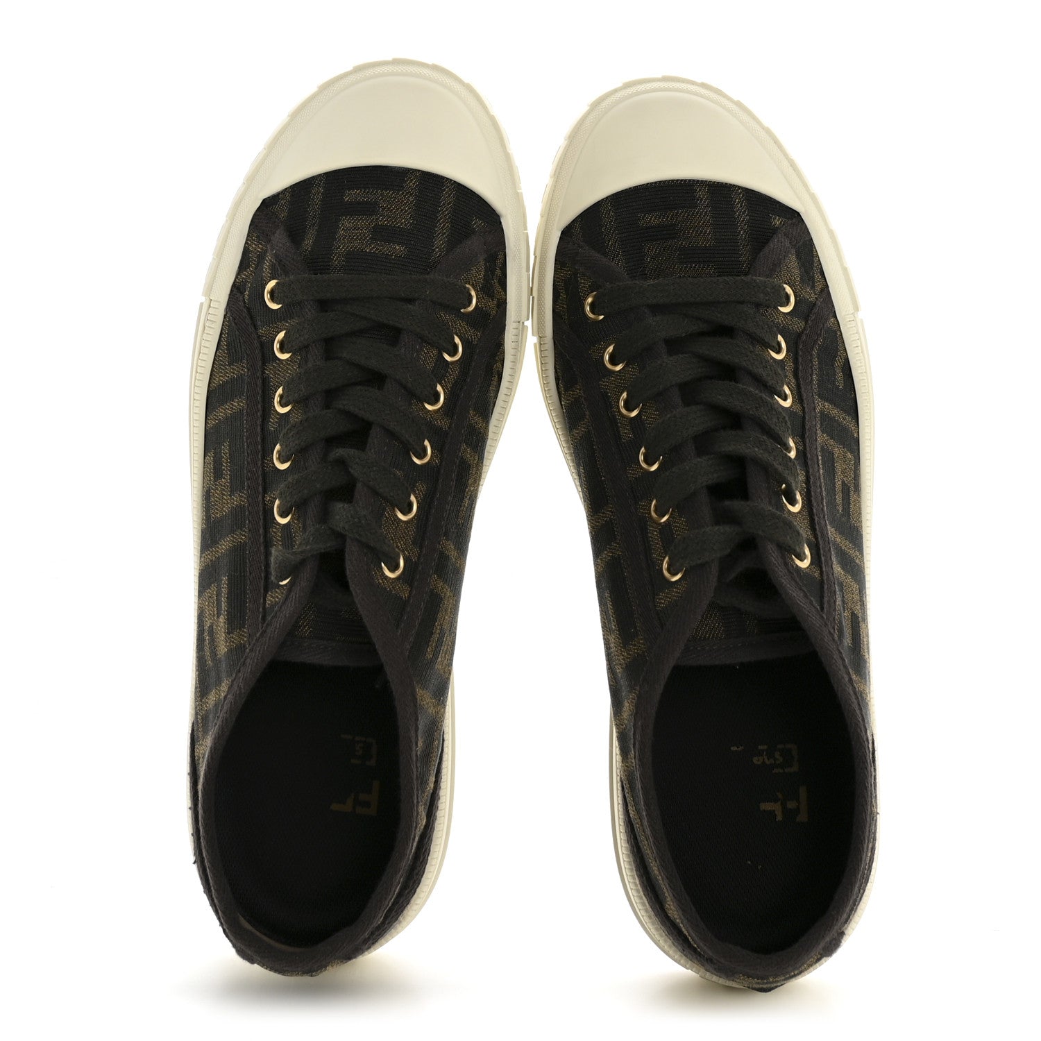 FABRIC JACQUARD FF WOMENS DOMINO LOW TOP SNEAKERS TOBACCO