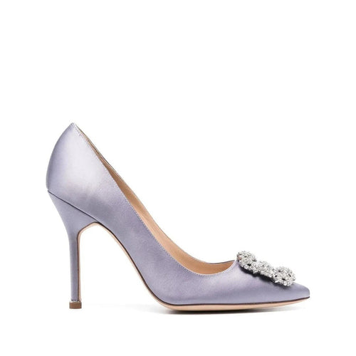 Manolo Blahnik Hangisi Crystal-Buckle Pumps - Lilac/Light Purple
