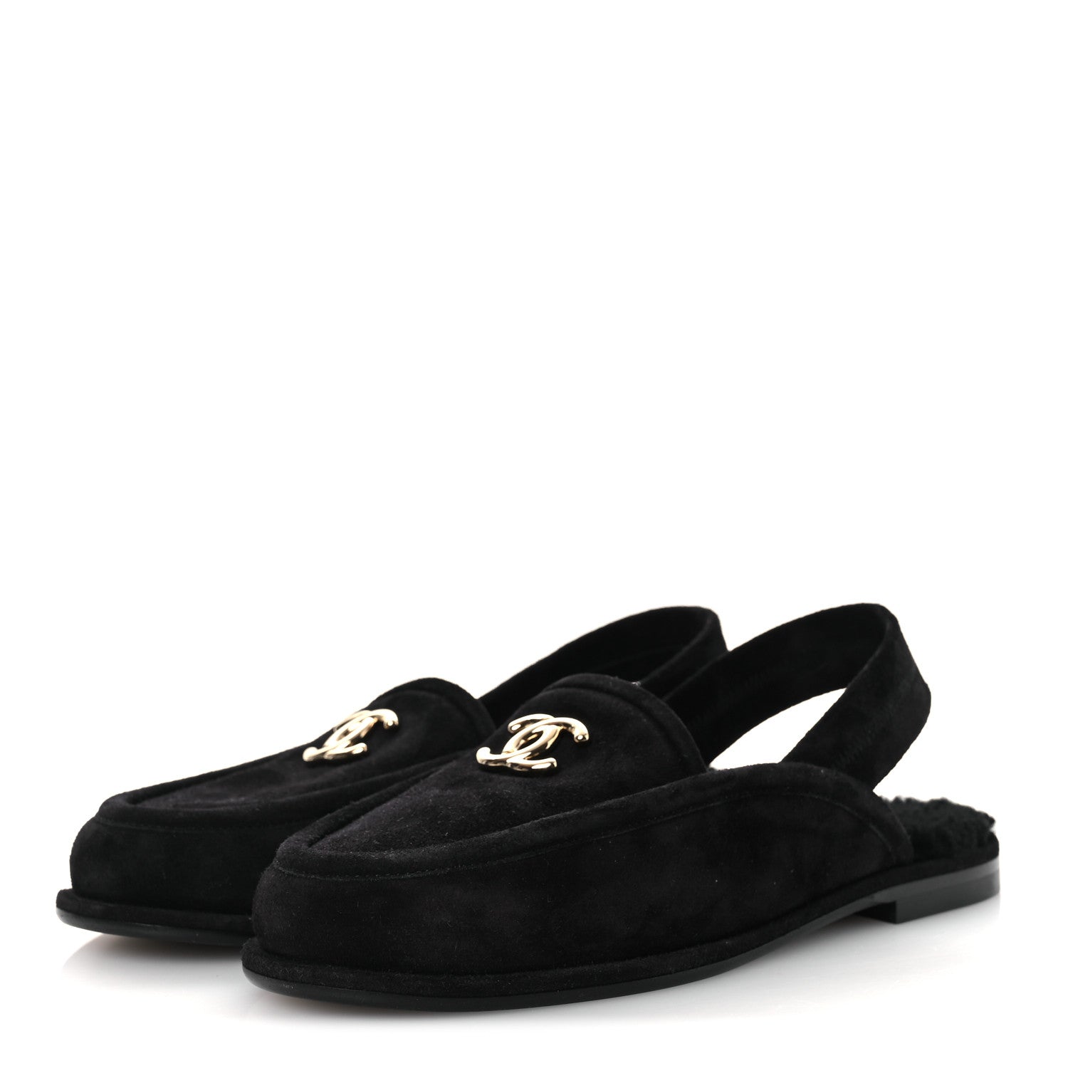 SUEDE CALFSKIN CC SLINGBACK LOAFERS BLACK