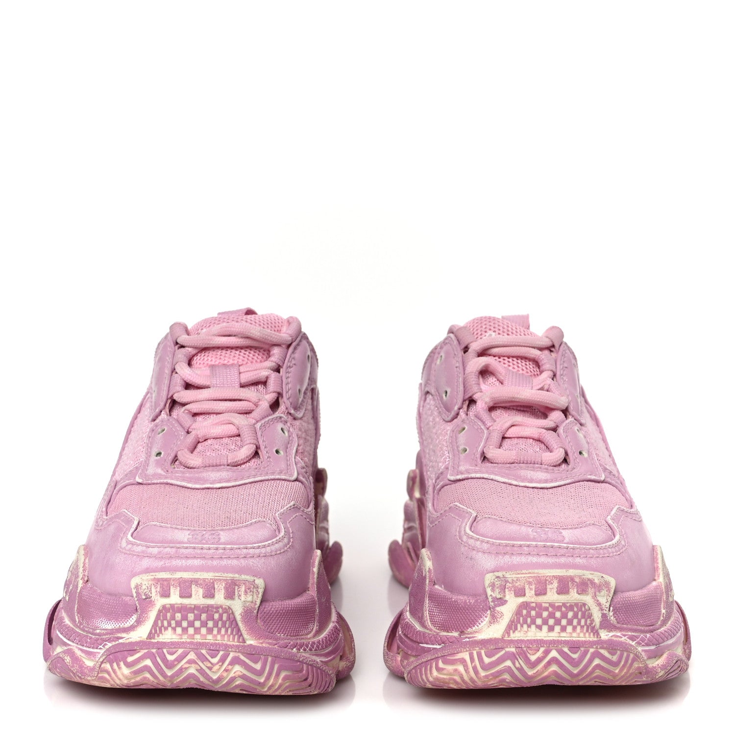 FABRIC MESH DISTRESSED WOMENS TRIPLE S SNEAKERS PINK