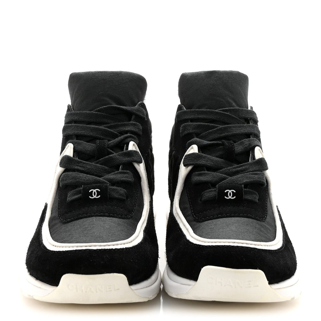 FABRIC CALFSKIN SUEDE CC SNEAKERS BLACK WHITE