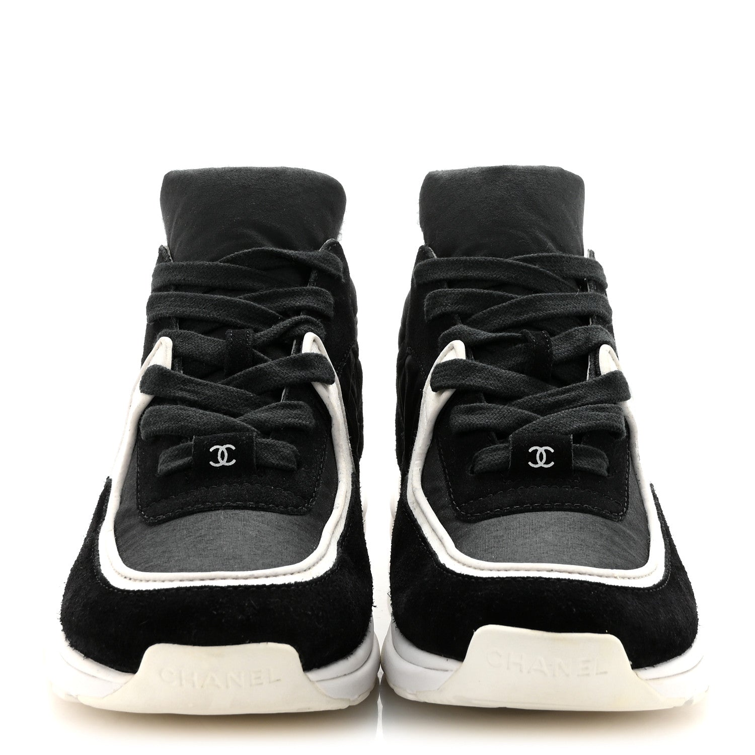 FABRIC CALFSKIN SUEDE CC SNEAKERS BLACK WHITE