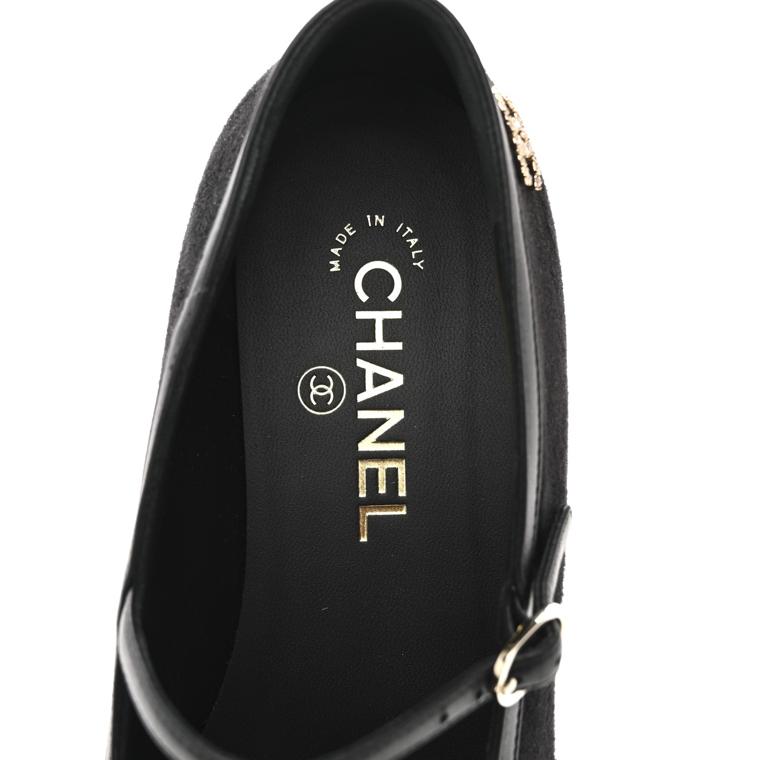 SUEDE KIDSKIN LAMBSKIN PATENT CALFSKIN CAP TOE CC MARY JANE FLATS BLACK