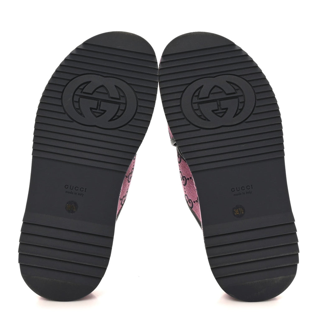 MONOGRAM MULTICOLOR CRISS CROSS PLATFORM SLIDE SANDALS PINK BLUE