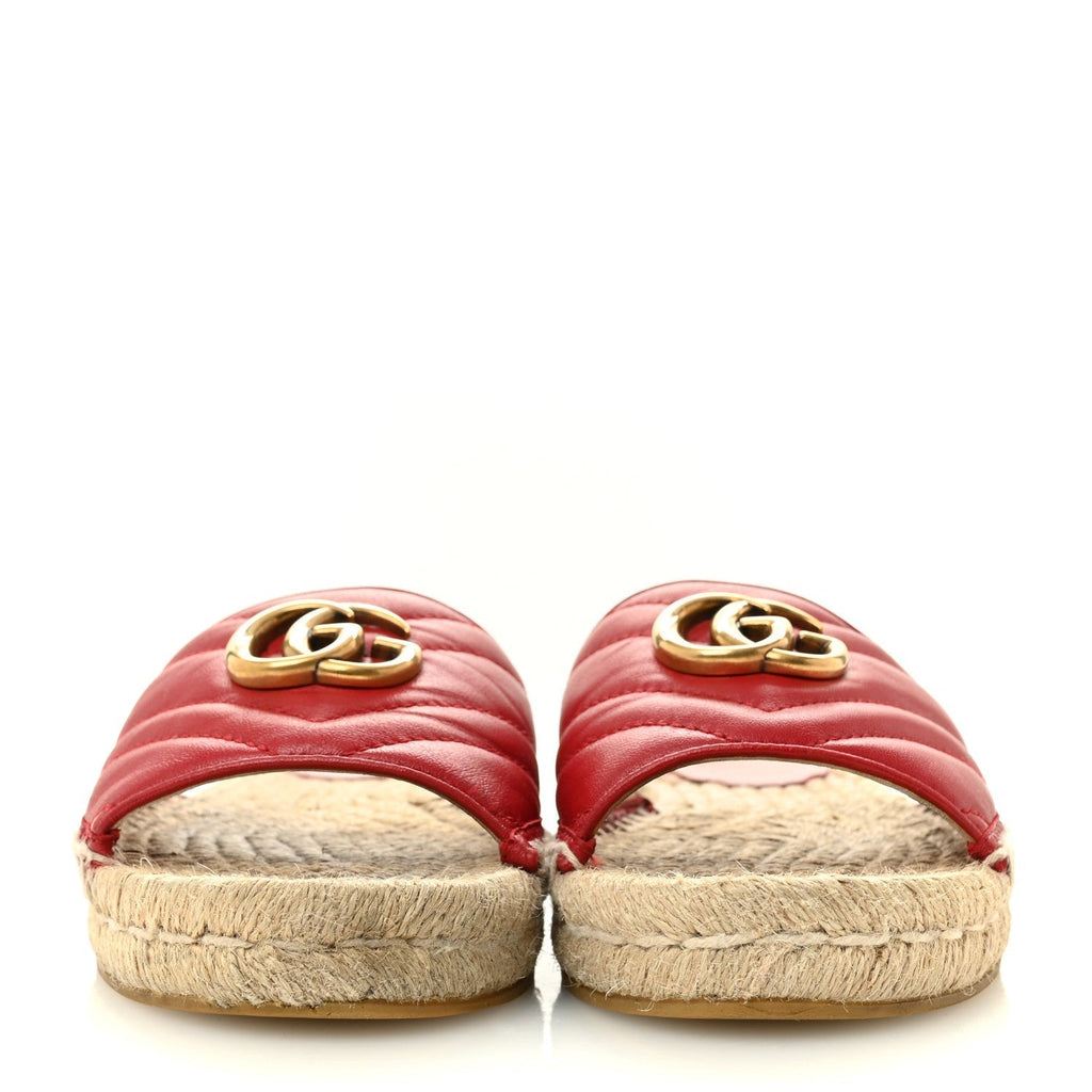 NAPPA MATELASSE GG MARMONT ESPADRILLE SLIDE SANDALS HIBISCUS RED