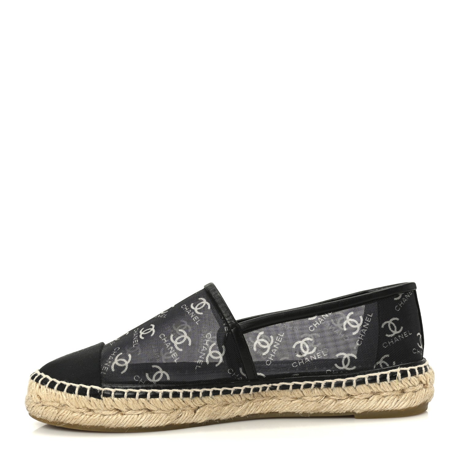MESH GROSGRAIN CC ESPADRILLES BLACK WHITE