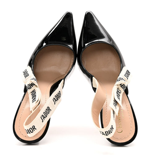 PATENT RIBBON J'ADIOR SLINGBACK 100MM PUMPS BLACK