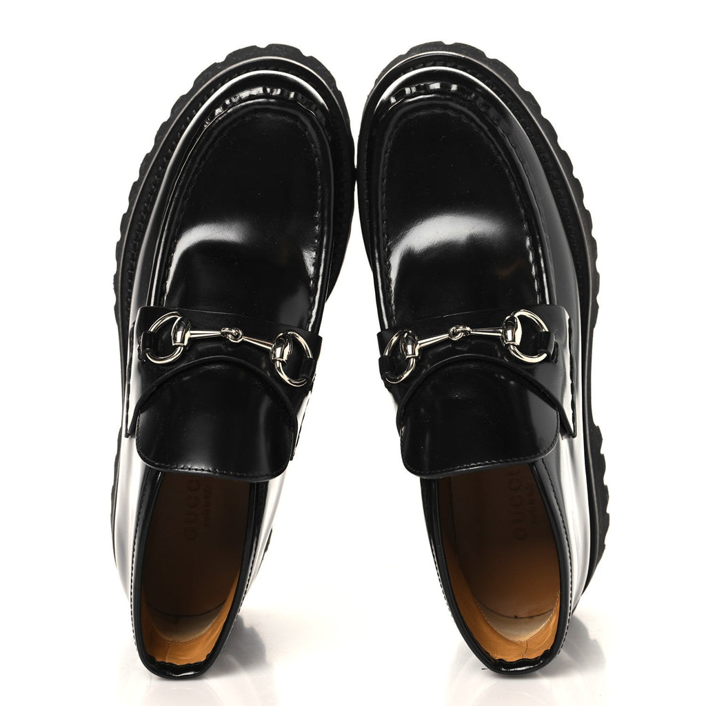 CORDOVAN LUX WOMENS HORSEBIT PLATFORM ANKLE BOOTS BLACK