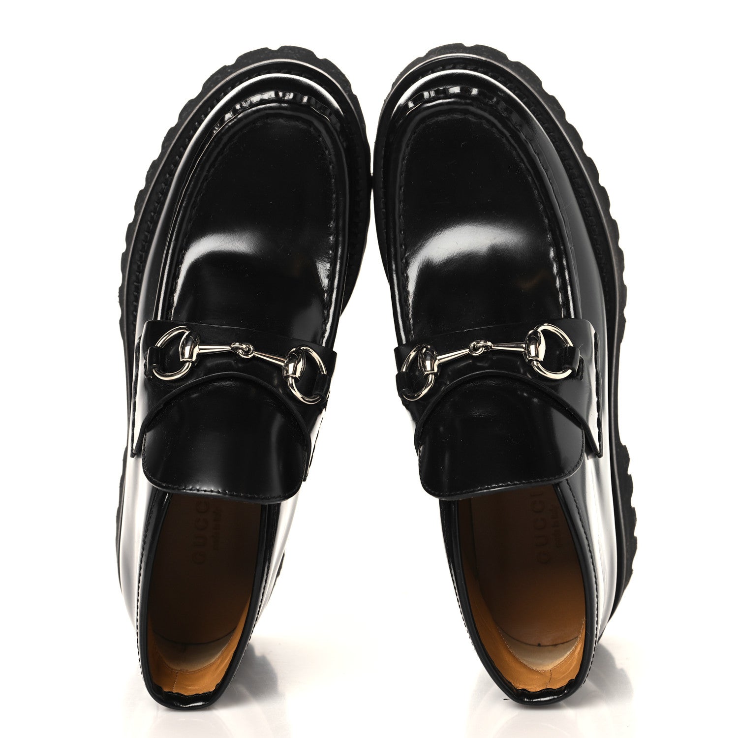 CORDOVAN LUX WOMENS HORSEBIT PLATFORM ANKLE BOOTS BLACK