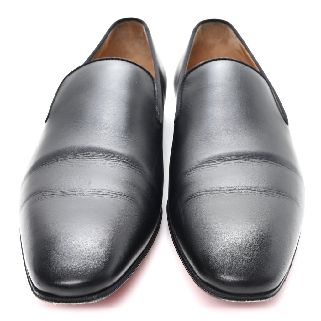 MENS CALFSKIN BROSSE DANDELION FLAT LOAFERS BLACK