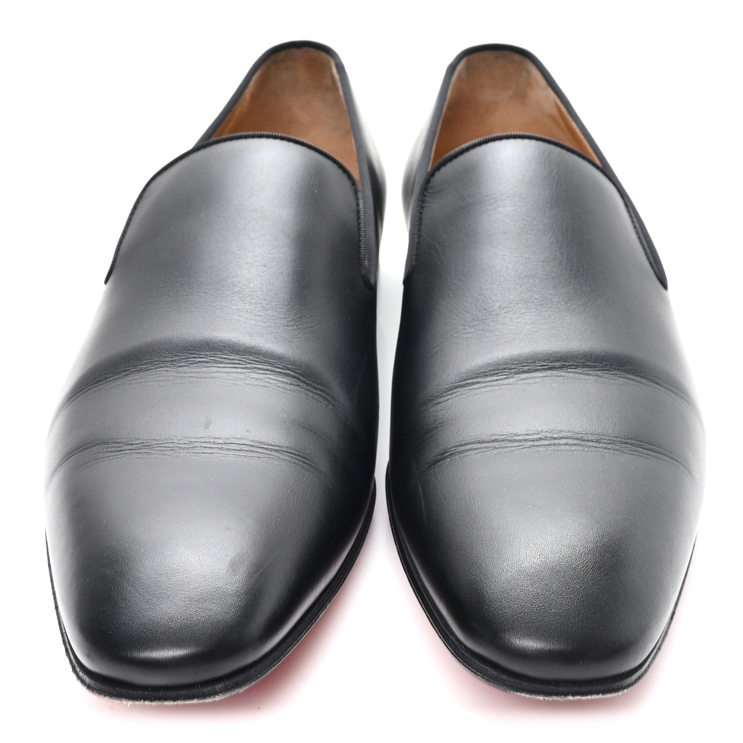 MENS CALFSKIN BROSSE DANDELION FLAT LOAFERS BLACK