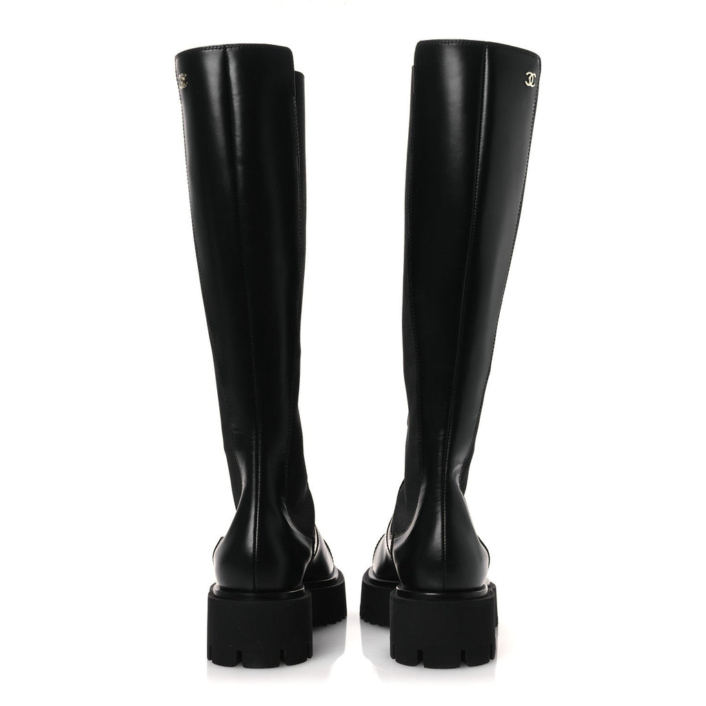 CALFSKIN CAP TOE CC TALL BOOTS BLACK