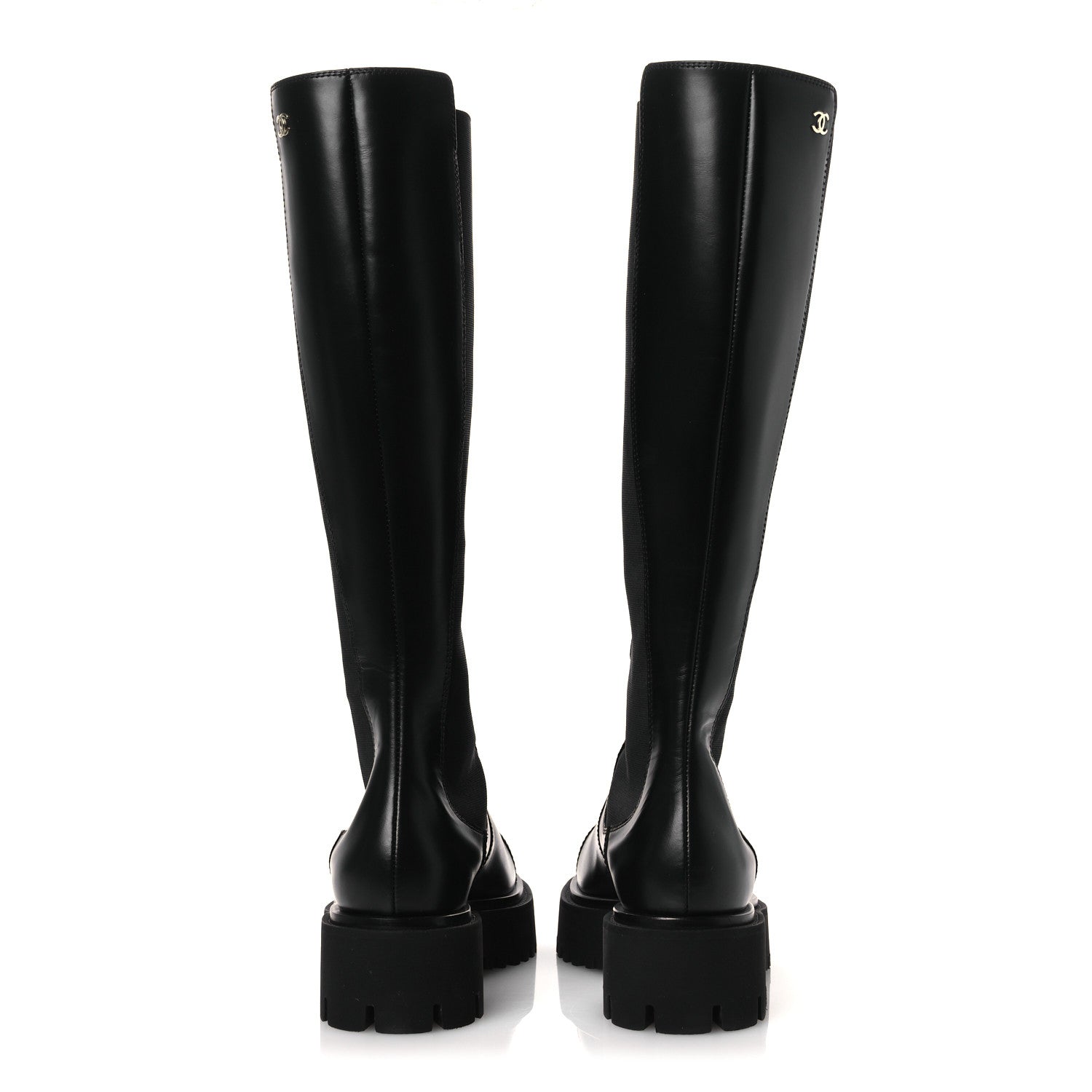 CALFSKIN CAP TOE CC TALL BOOTS BLACK