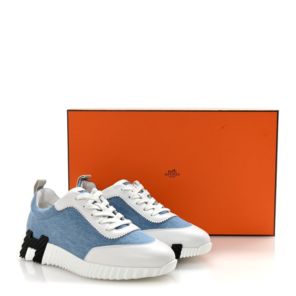 DENIM CALFSKIN BOUNCING SNEAKERS BLEU CLAIR WHITE