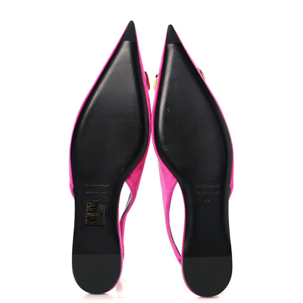VELVET BB KNIFE POINTY TOE SLINGBACK FLATS PINK