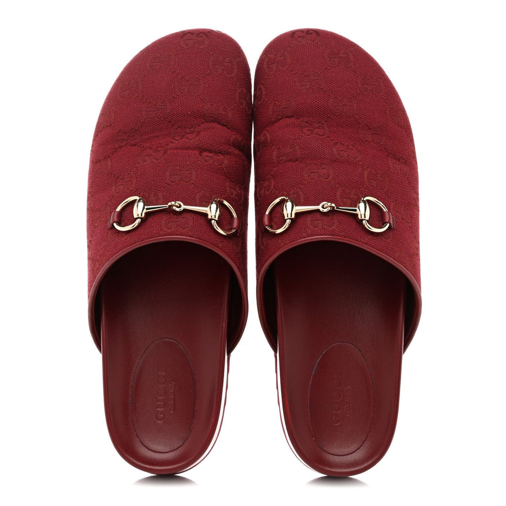 GG SUPREME MONOGRAM WOMENS HORSEBIT SLIPPERS ROSSO ANCORA