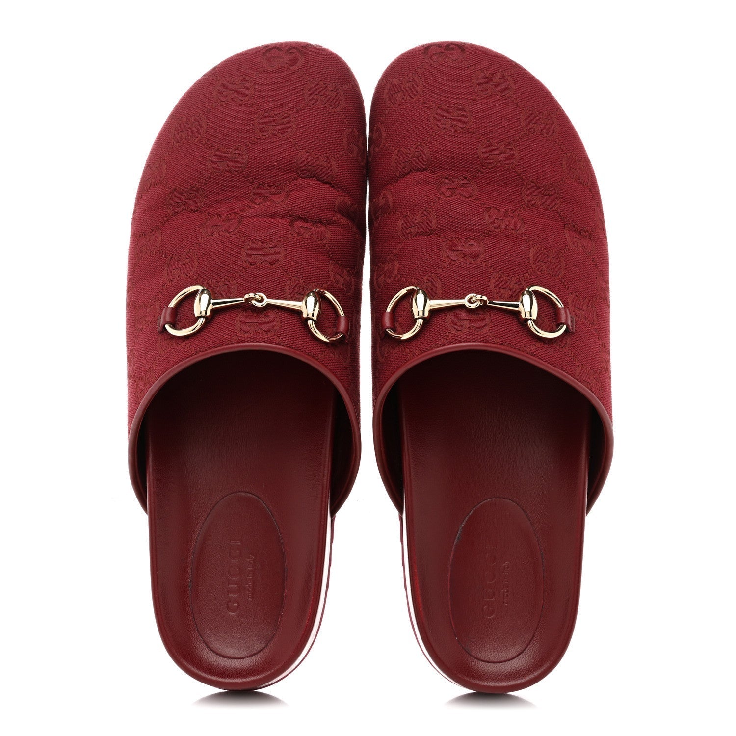 GG SUPREME MONOGRAM WOMENS HORSEBIT SLIPPERS ROSSO ANCORA