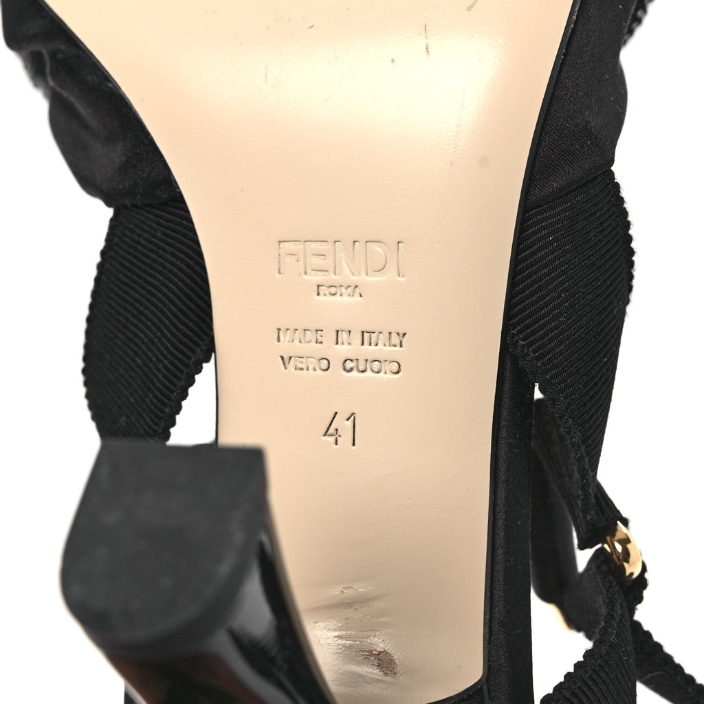 SATIN SEQUIN BOW 85MM SLINGBACK PUMPS BLACK