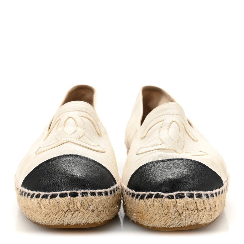 LAMBSKIN CC ESPADRILLES WHITE BLACK