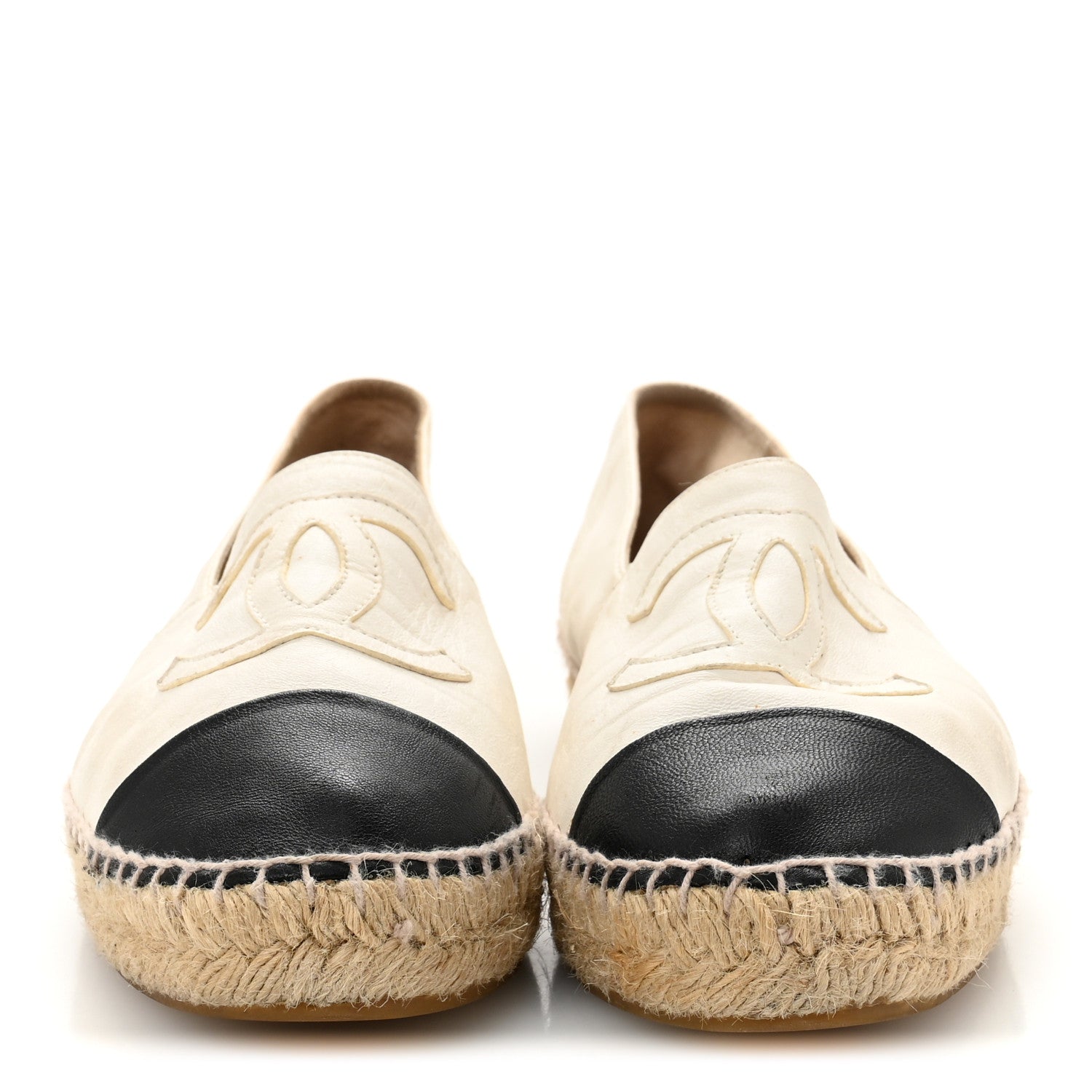 LAMBSKIN CC ESPADRILLES WHITE BLACK