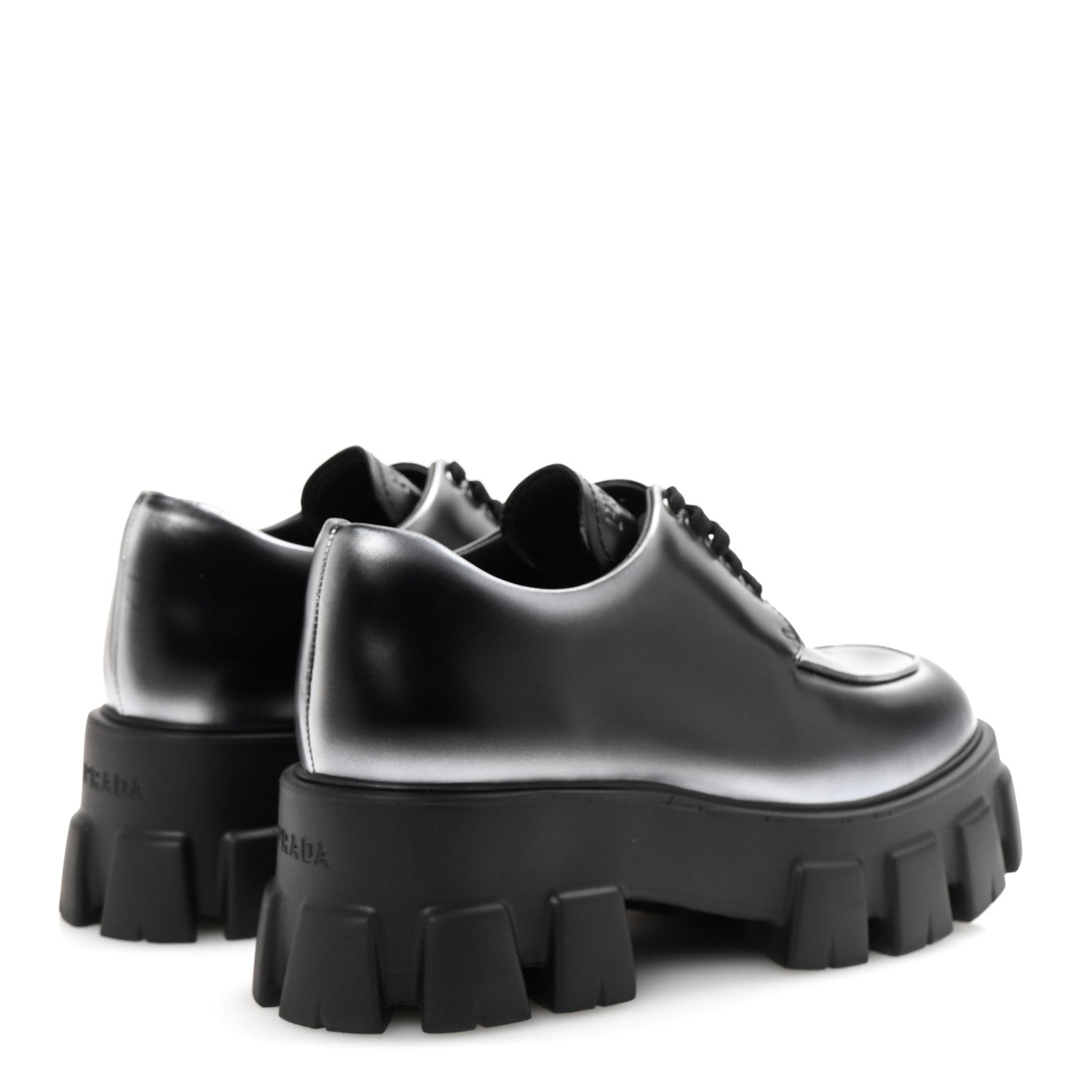 SPAZZOLATO ROIS SFUMATO MONOLITH 55MM DERBY LOAFERS BLACK ARGENTO