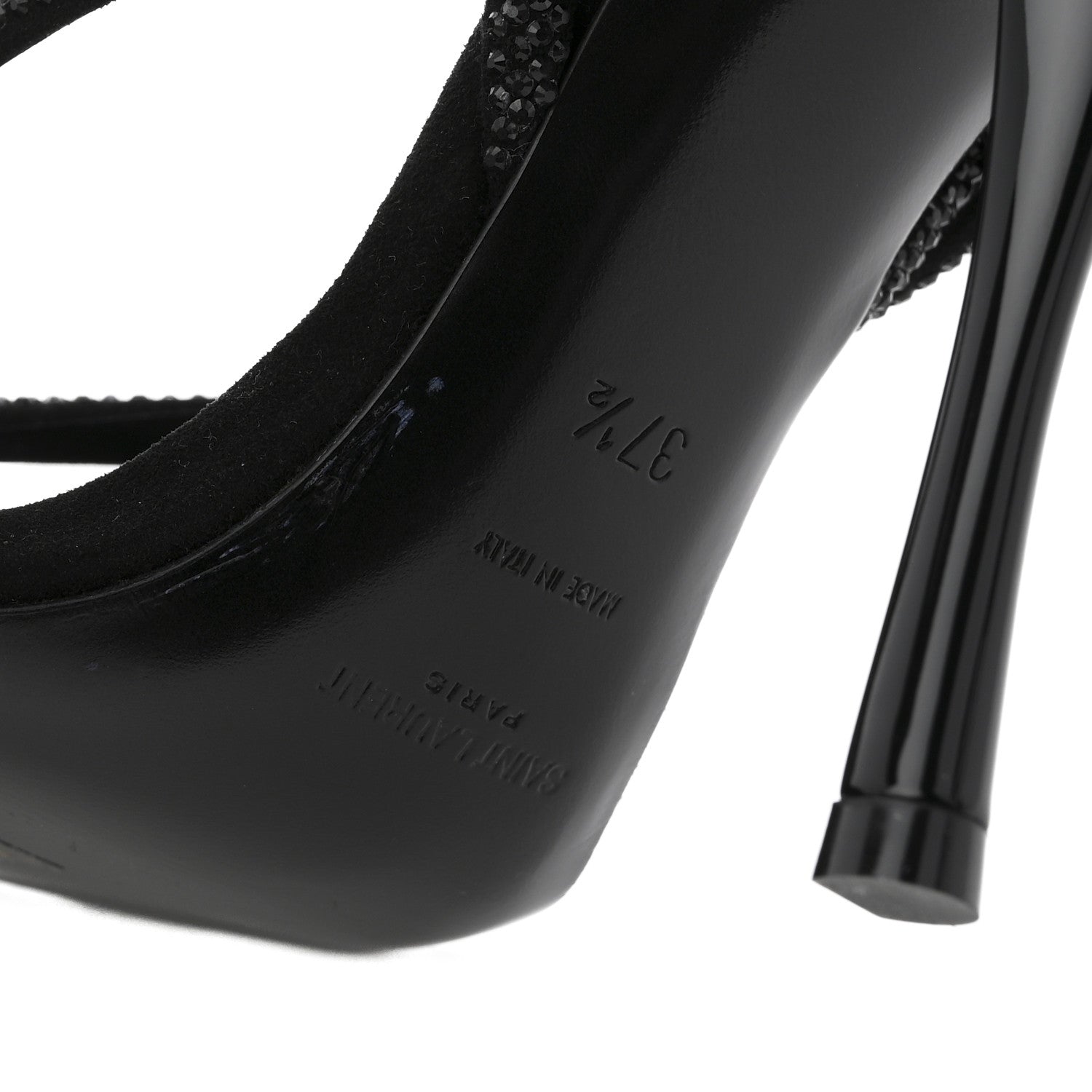 CRYSTAL SUEDE CALFSKIN NADJA 105 ANKLE STRAP SANDALS BLACK