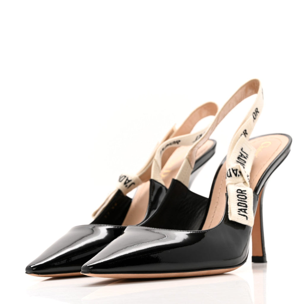 PATENT RIBBON J'ADIOR SLINGBACK 100MM PUMPS BLACK
