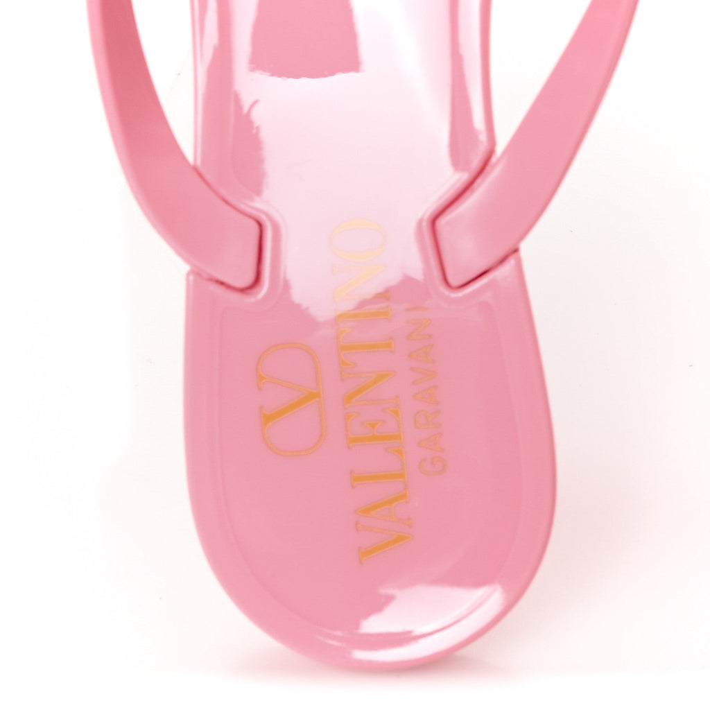 PVC JELLY GLITTER ROCKSTUD BOW THONG SANDALS BUBBLE GUM