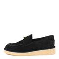 SUEDE CALFSKIN PEARL CC MOCCASIN LOAFERS BLACK