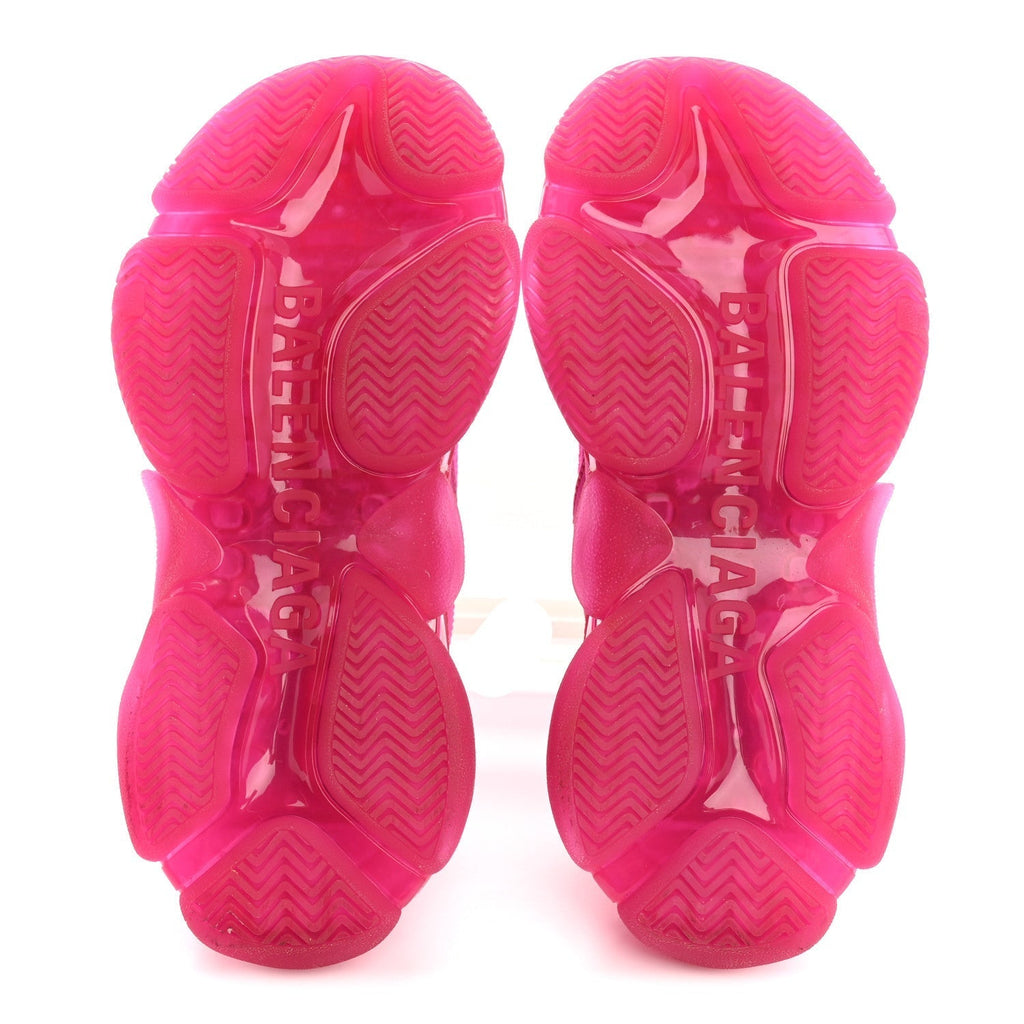 FABRIC MESH CLEAR SOLE FLUO WOMENS TRIPLE S SNEAKERS PINK