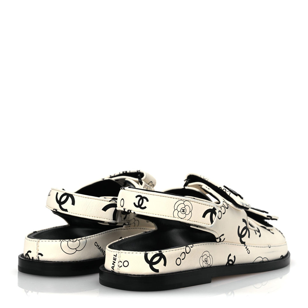 LAMBSKIN PRINTED CC VELCRO DAD SANDALS WHITE BLACK