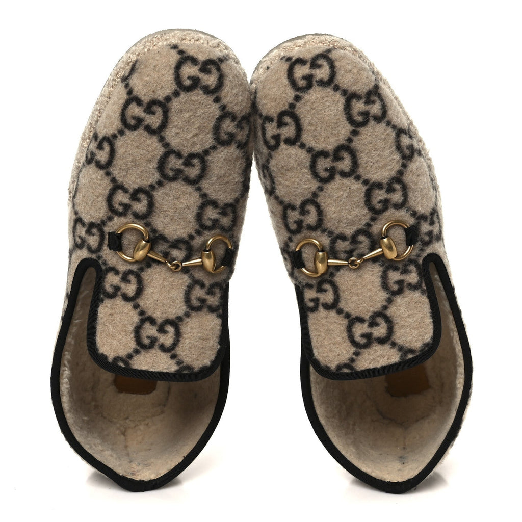 COVERED WOOL GG MONOGRAM MENS FRIA HORSEBIT LOAFERS BEIGE EBONY BLACK BUTTERSCOTCH