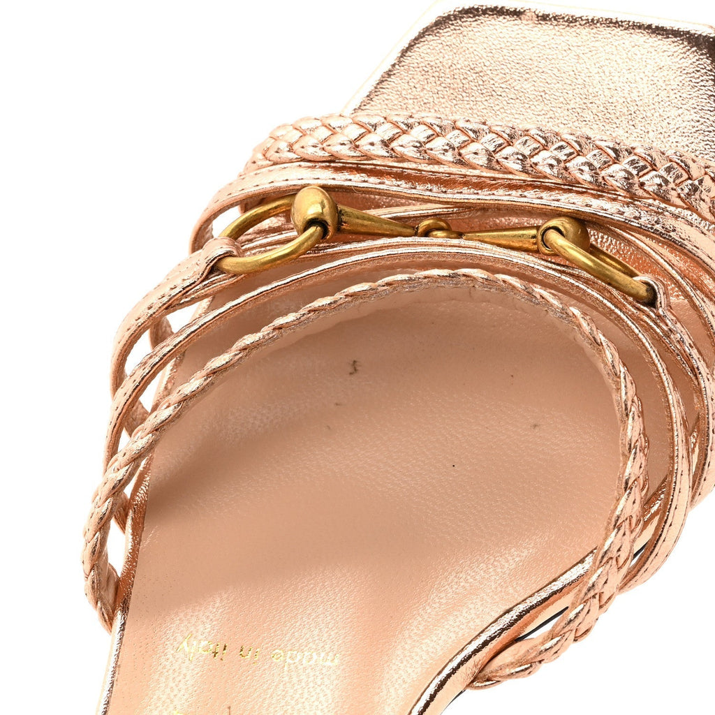 METALLIC NAPPA BRAIDED KETTY HORSEBIT SANDALS SALMONE