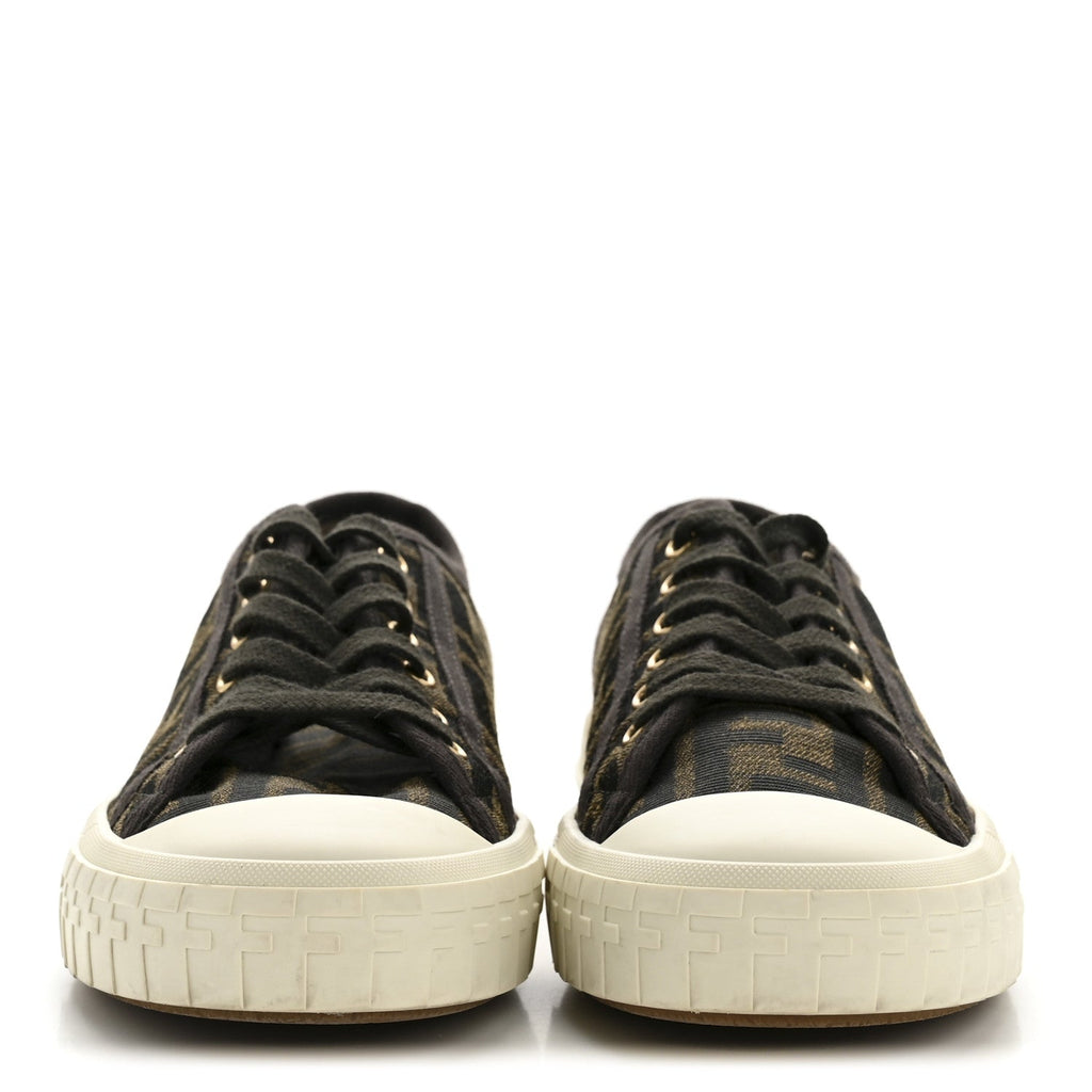 FABRIC JACQUARD FF WOMENS DOMINO LOW TOP SNEAKERS TOBACCO