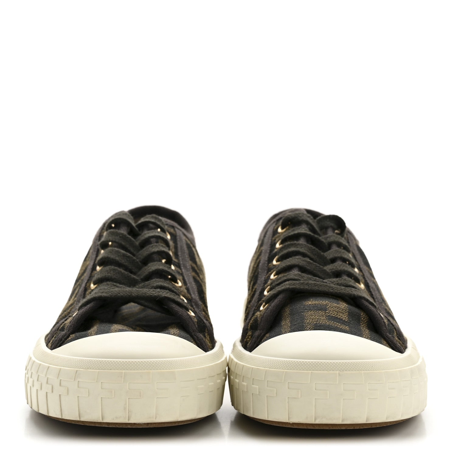 FABRIC JACQUARD FF WOMENS DOMINO LOW TOP SNEAKERS TOBACCO