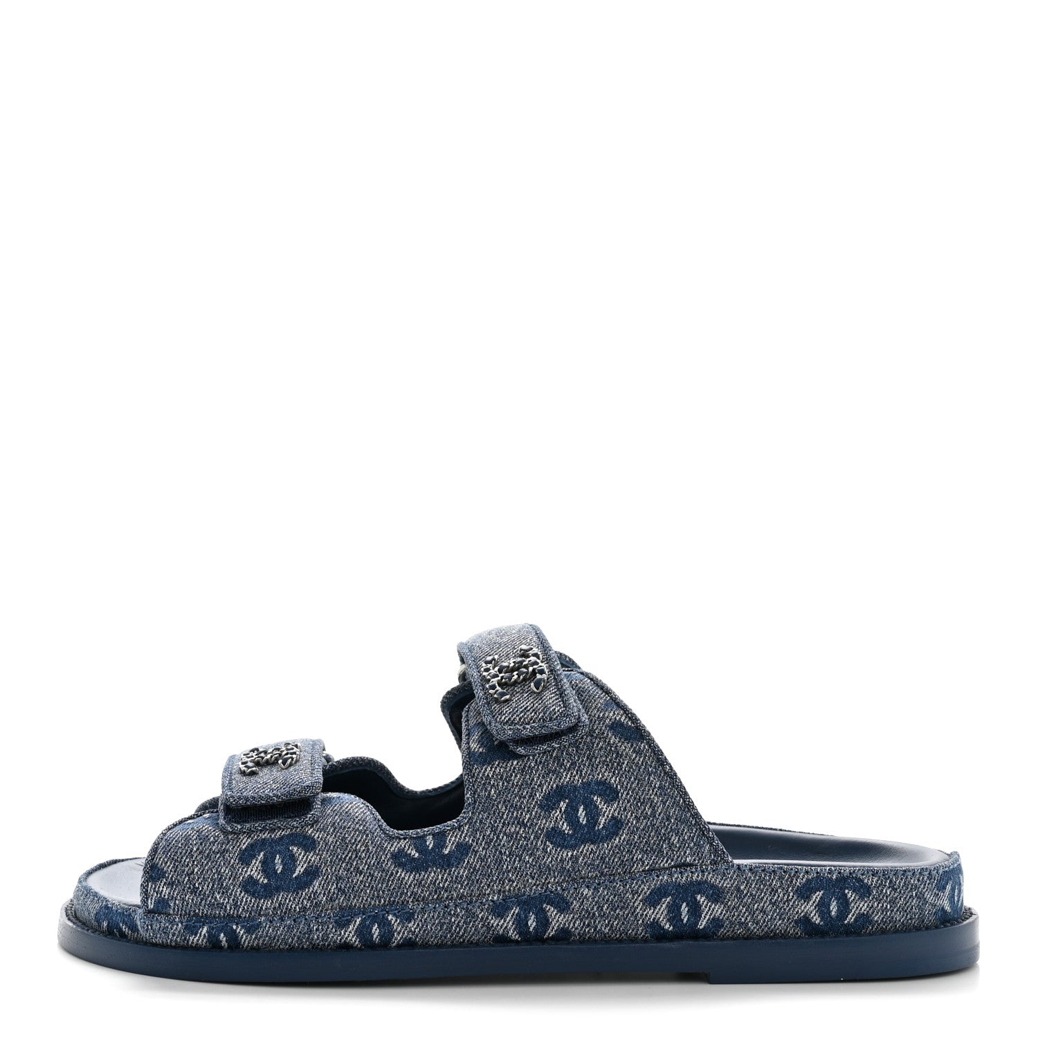 DENIM CC VELCRO DAD CHAIN CC SLIDE SANDALS BLUE