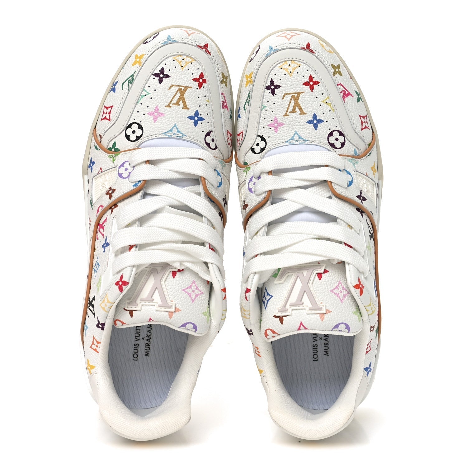 LV X TM CALFSKIN MONOGRAM MULTICOLOR WOMENS LV TRAINER SNEAKERS WHITE MULTICOLOR