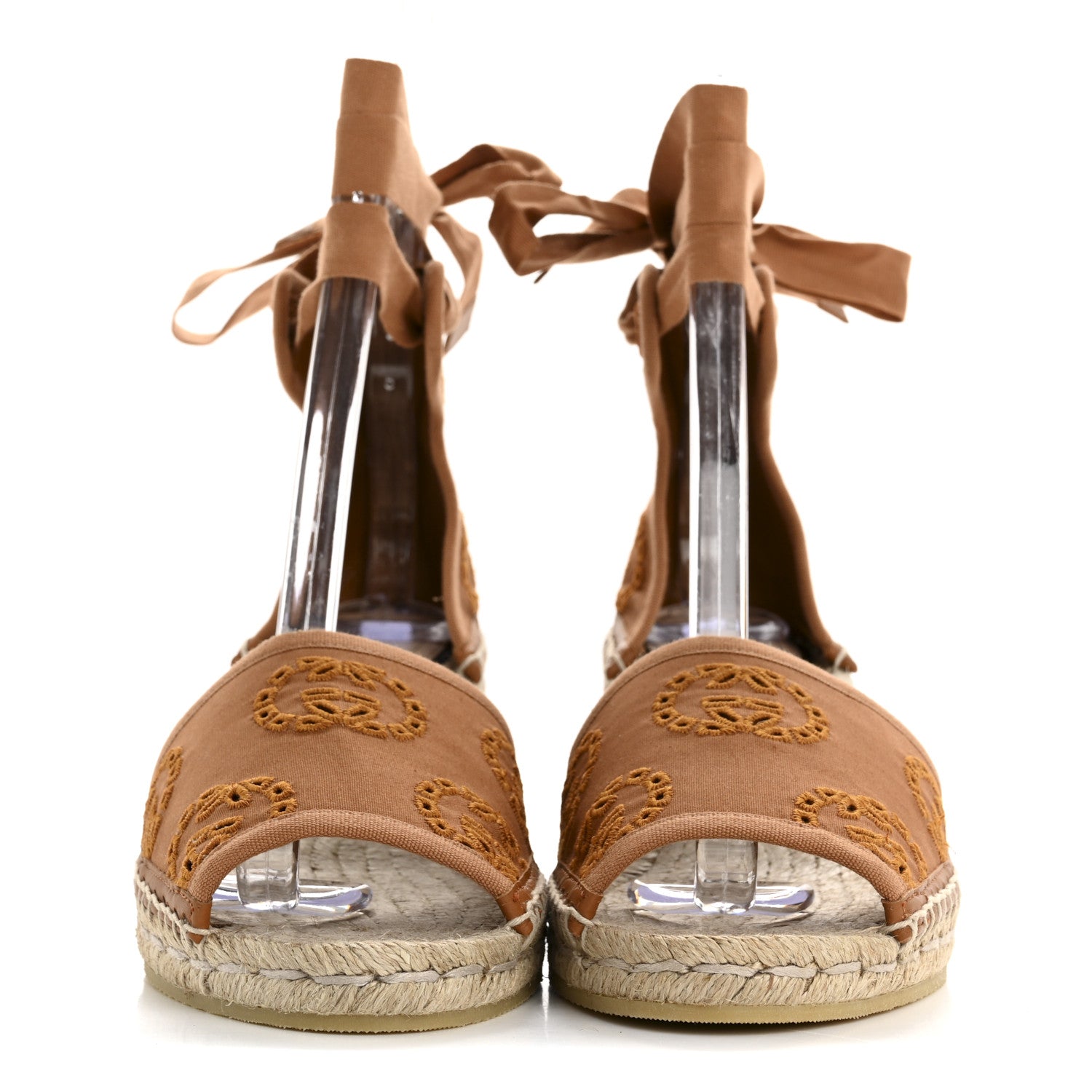 CANVAS DAMITA GG EYELET ESPADRILLE WEDGE SANDALS BLONDIE COGNAC