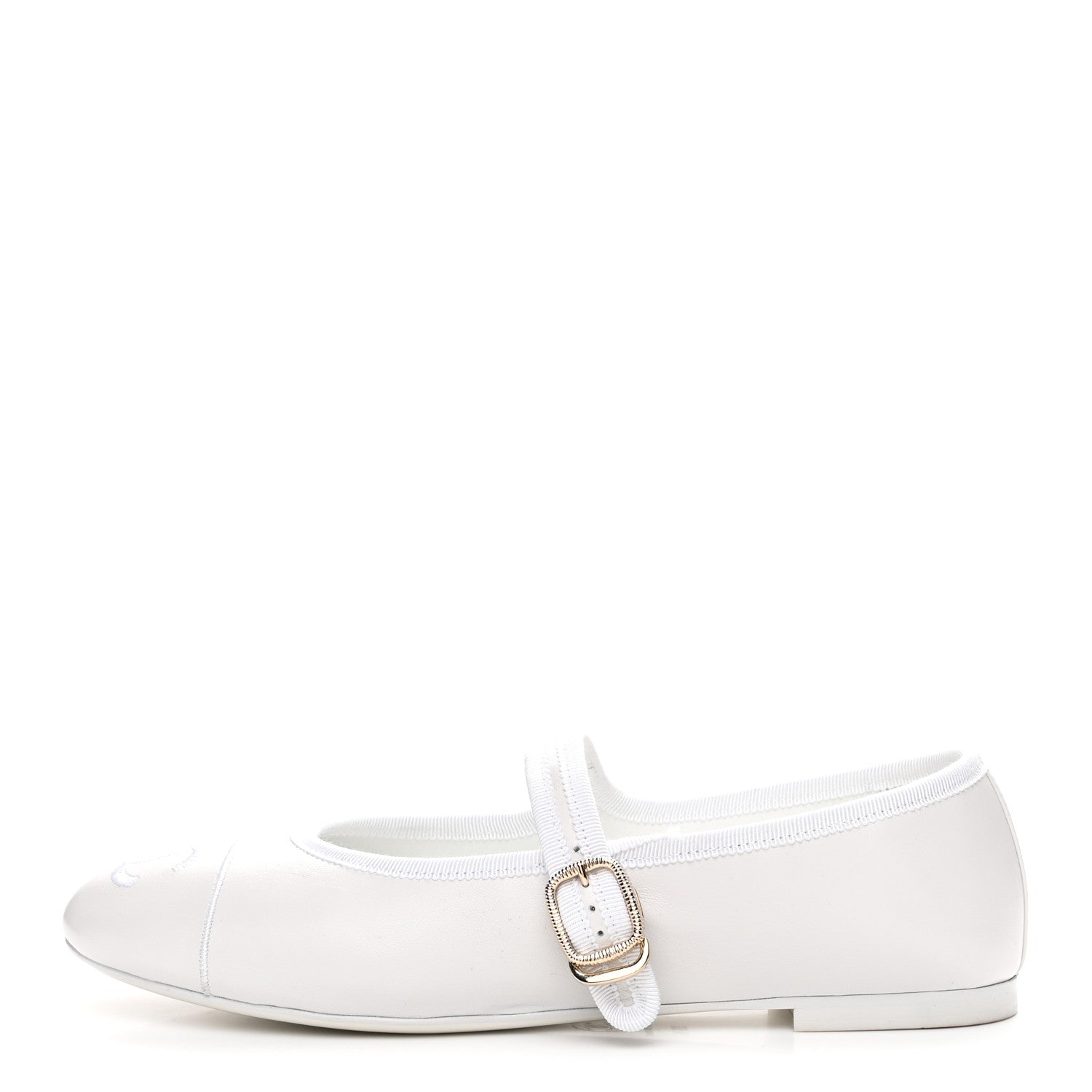 LAMBSKIN MARY JANE FLATS WHITE