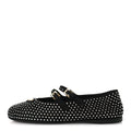 SUEDE CRYSTAL STUDDED BALLERINA FLATS BLACK