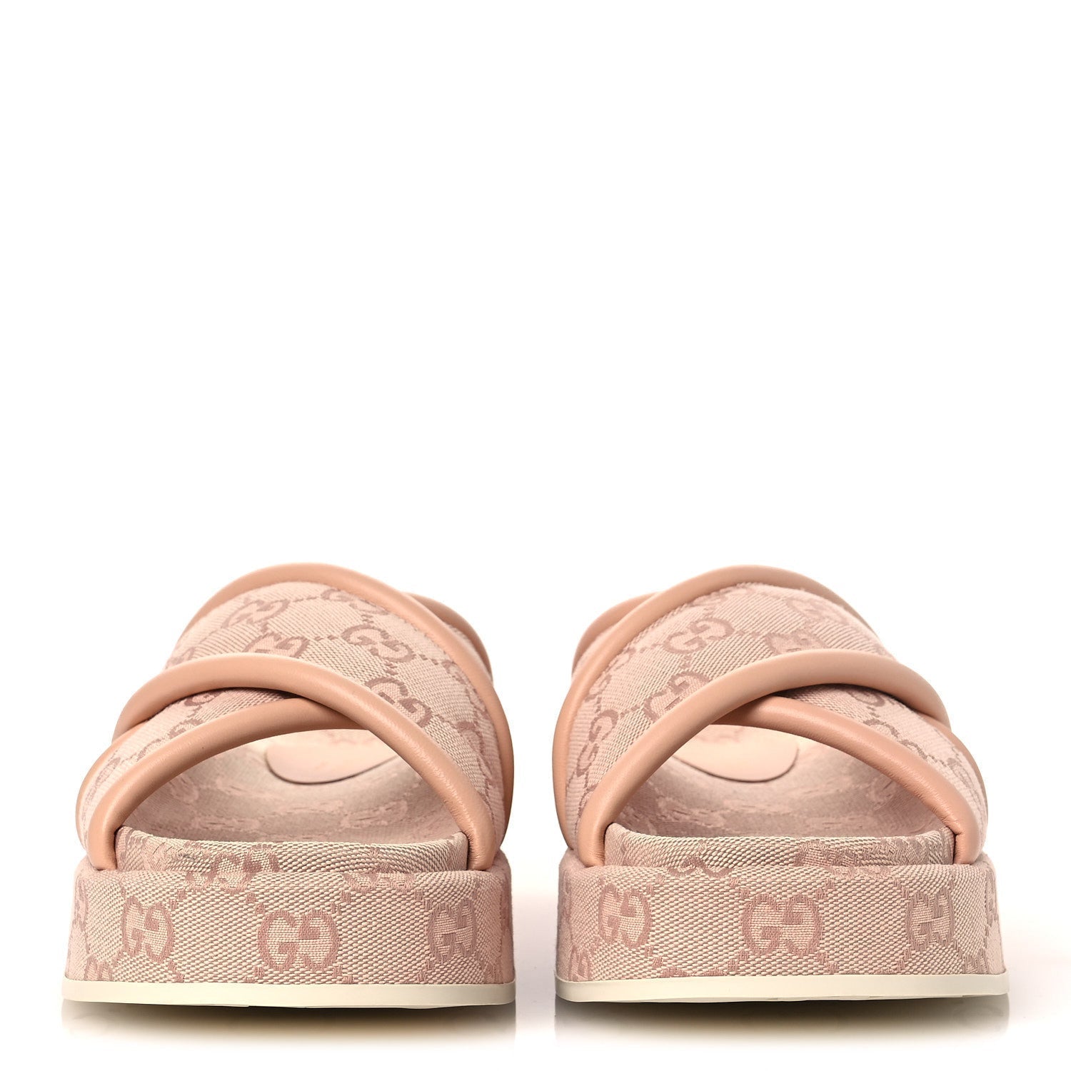 MONOGRAM GG CALFSKIN ANGELINA PLATFORM 55MM SLIDE SANDALS LIGHT PINK