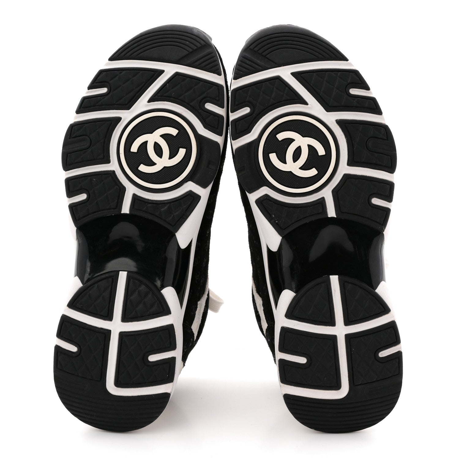 NYLON SUEDE CALFSKIN PRINTED CC SNEAKERS WHITE BLACK