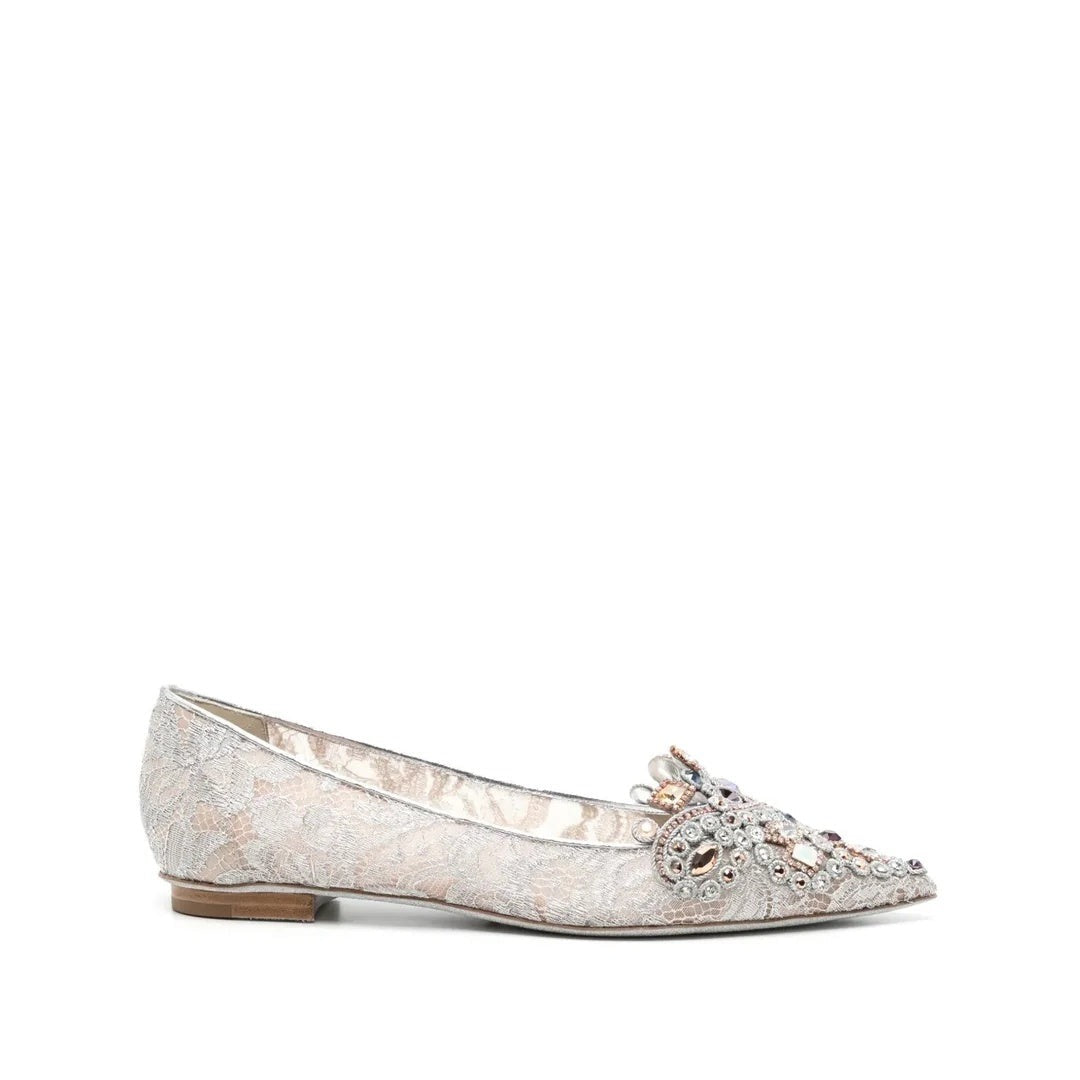 René Caovilla Cinderella 110mm Slingback Pump - Silver/Beige