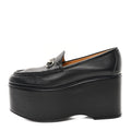 ANCORA CALFSKIN WOMENS HORSEBIT PLATFORM LOAFERS BLACK