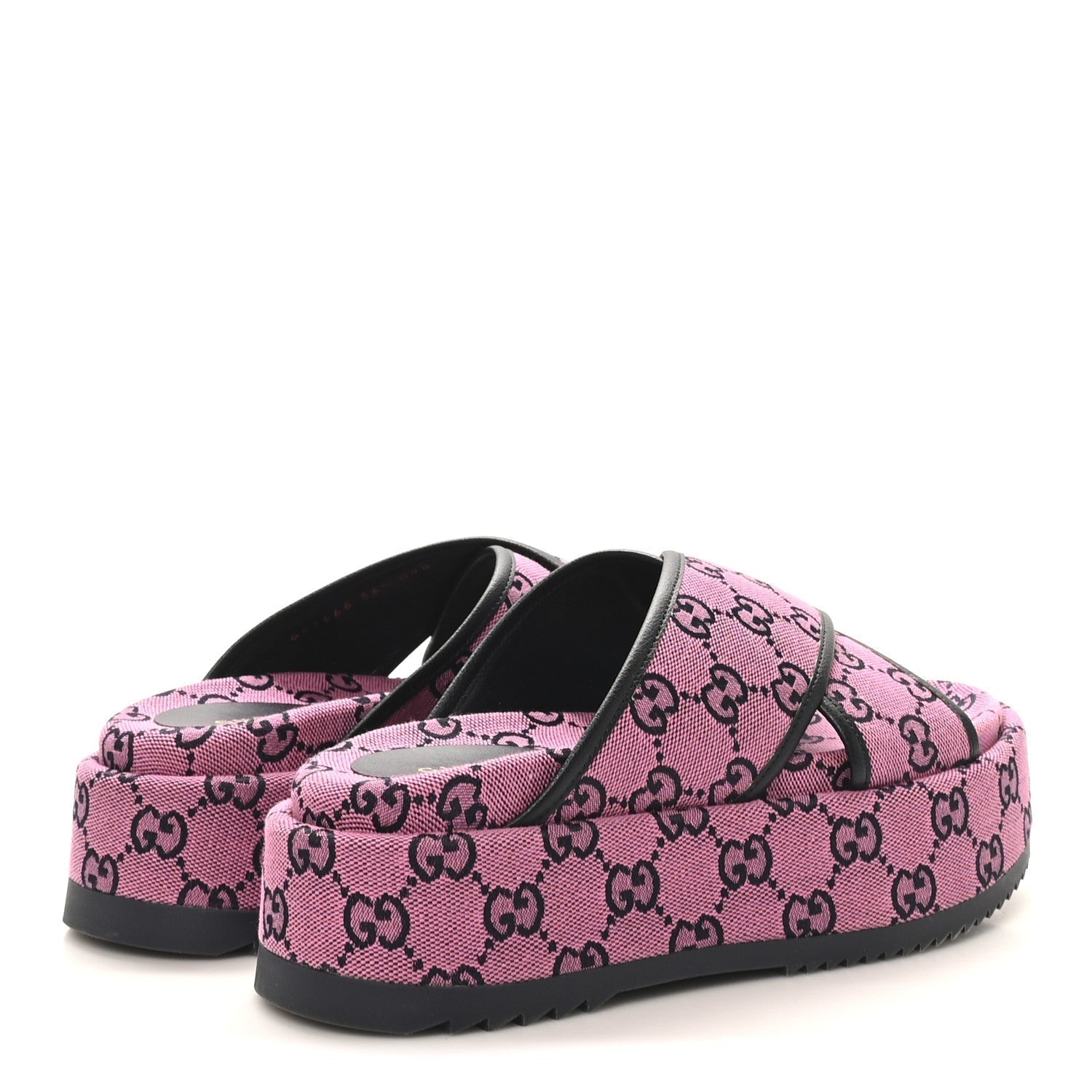 MONOGRAM MULTICOLOR CRISS CROSS PLATFORM SLIDE SANDALS PINK BLUE